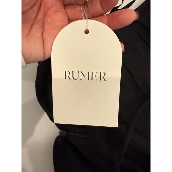 Rumer LouLou Black Strappy Back Ruched Maxi Dress w/ Side Slit NWT - M - Picture 13 of 15